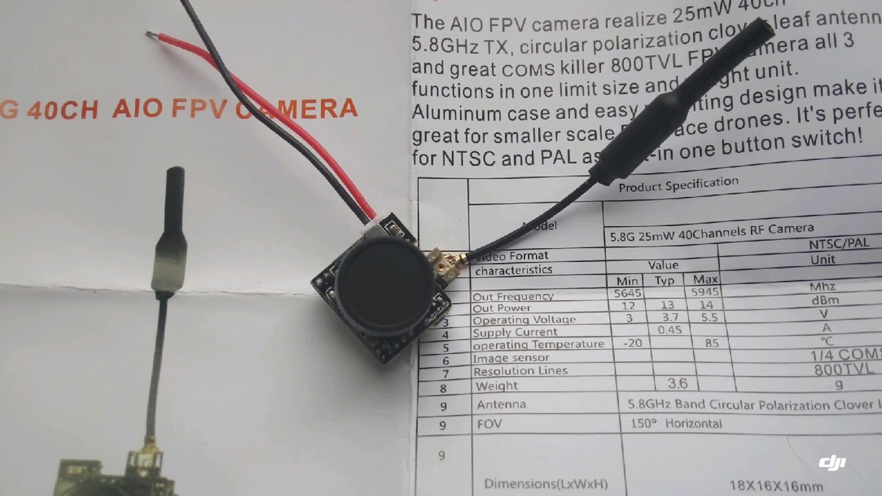 LST - S2 5.8G 800TVL HD Micro CMOS FPV Camera - BLACK