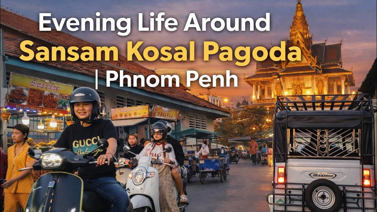 Evening Life Around Sansam Kosal Pagoda | Phnom Penh