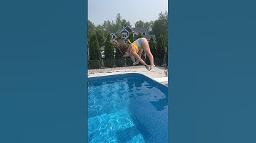 SPLITS TRICK DIVE Super High Jump into Swimming Pool from Diving Board #shorts