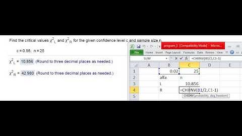 Find the critical values X2L and for the given confidence level c and sample size