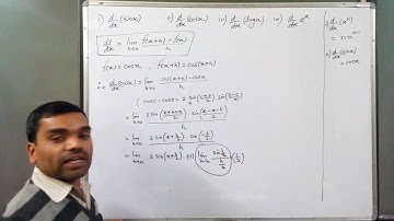 Differentiation - Derivative of sinx, cosx, e^x, logx by first Principle in Hindi(Lecture 2)