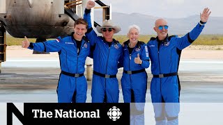 Jeff Bezos makes historic spaceflight with all-civilian crew