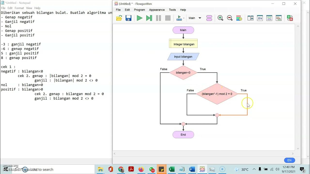 18. Algoritma Penentuan Positif/Negatif Ganjil/Genap dengan Flowgorithm ...