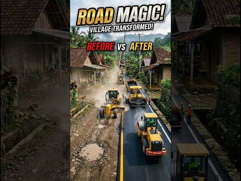Most Satisfying Road Renovation Timelapse Ever! ???? From Potholes to Perfect Asphalt #shorts