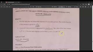 Exp 12 Simulation of first and second order systems using Matlab- Simulink