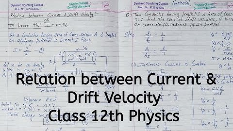 Relation between Current and Drift Velocity, Chapter 3, Current Electricity, Class 12 Physics