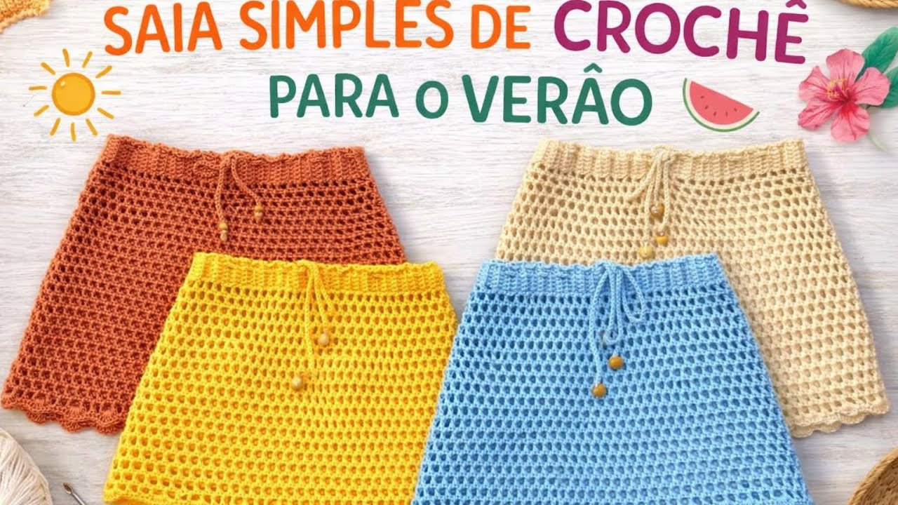 Saia simples de crochê pra arrasar no verão #saia #crochet #tutorial #passoapasso #iniciantes #verão