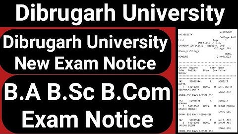 Dibrugarh University New Exam Notice || B.A B.Sc B.Com Exam Notice || DU