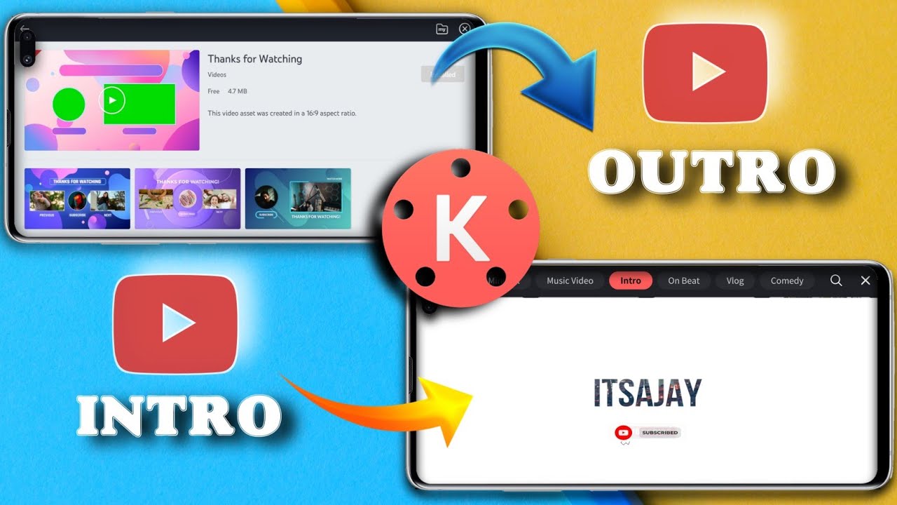 READY TO USE YOUTUBE INTRO AND OUTRO IN JUST 2 MINUTES IN KINEMASTER #kinemaster  #hindi #2025