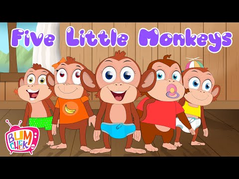 Five Little Monkeys Jumping On The Bed | Nursery Rhymes & Kids Songs I BumCheek TV
