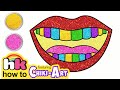 Glitter lips drawing  coloring  art for kids  chiki art  hooplakidz how to
