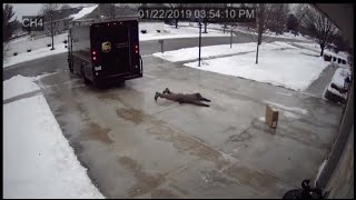 UPS Delivery Guy vs  Icy Driveway