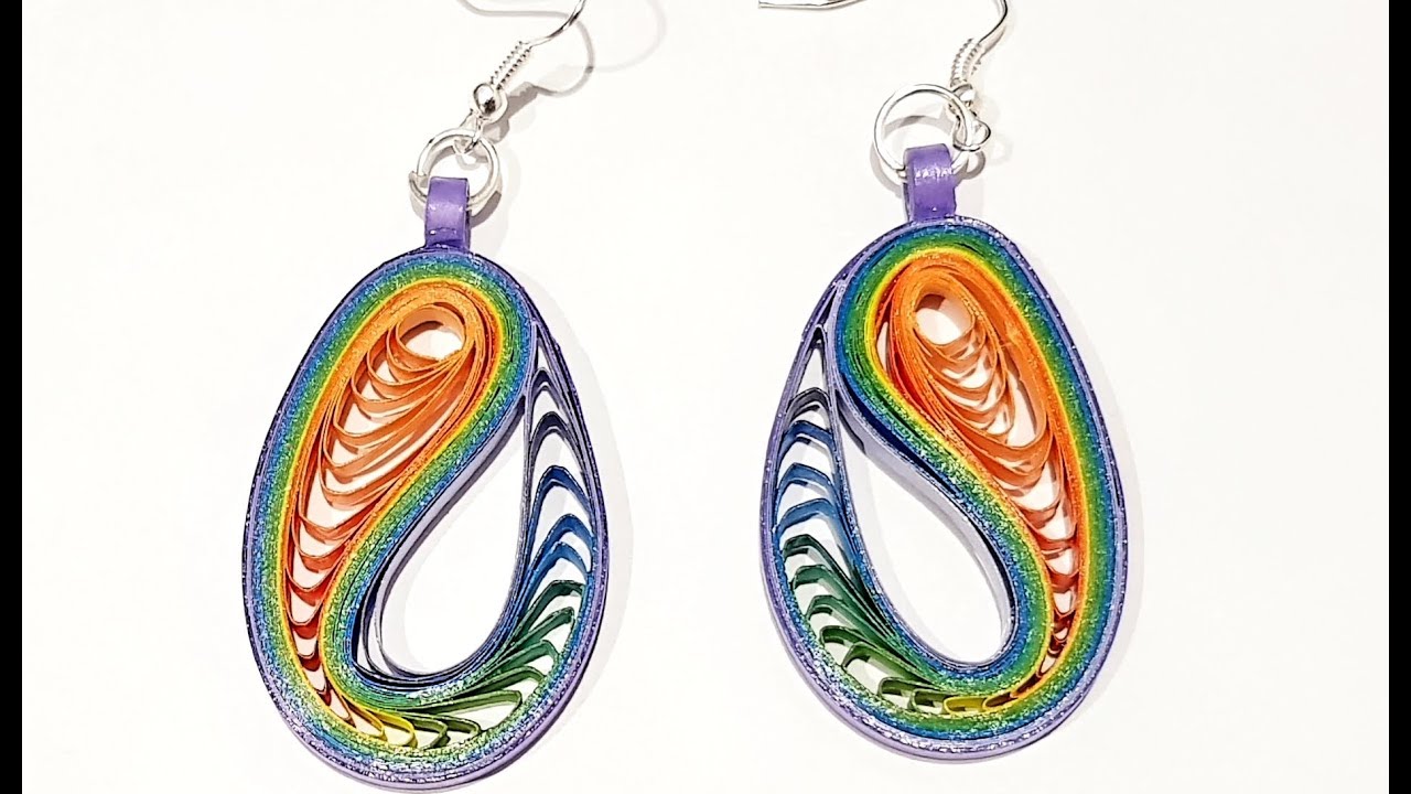 Quilling Comb Earrings - Peacock feather new design