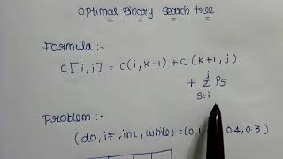 Optimal binary search tree problem explanation in Tamil