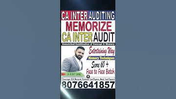 Memorize CA Inter Audit in 20 Days #cainter #cafinal #law #audit  #caintermediate