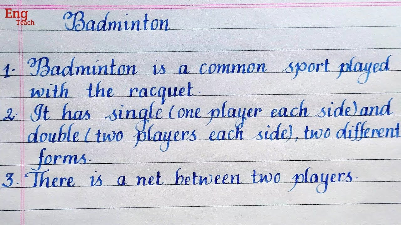 10 lines essay on Badminton Essay on Badminton essay English