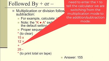 Multiplication or Division Followed by Addition or Subtraction on a Desktop Calculator