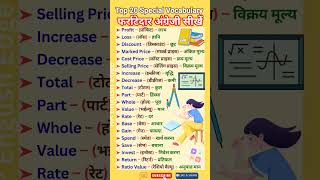Percentage &amp; Profit-Loss Vocabulary | Maths Important Words | English-Hindi 📊#education
