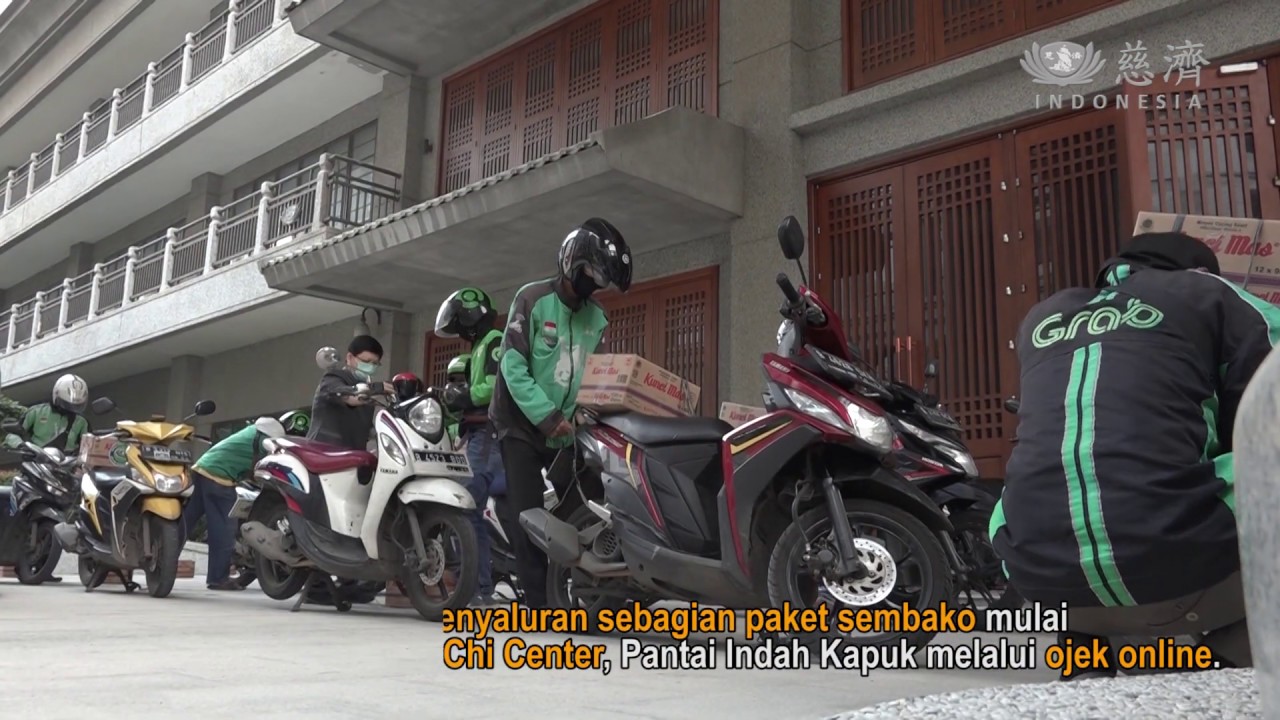 Distribusi bantuan via Ojol...