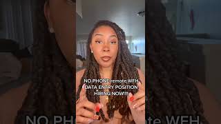 Data entry no phone remote WFH position hiring now! #remote... #Shorts #therealwfhcali