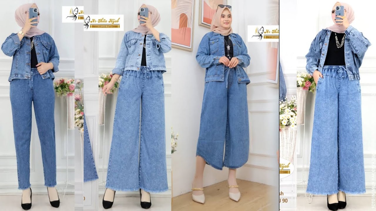 SETELAN JEANS TERBARU 2023|| SETELAN CELANA JEANS|| SETELAN TUNIK|| SETELAN KULOT||ONESET 2IN1 JEANS