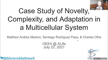 Matthew Andres Moreno: Case Study of Novelty, Complexity, and Adaptation in a Multicellular System