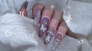3D butterfly🦋purple nail design ( Silicone mold) | unboxing nail supplies 💜 | Poly gel Extension🌟