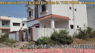 Residential Plot & Villa For Sale in THE PRIDE Balapur Mallapur Hyderabad 181SqYd PlotVilla 23K/SqYd