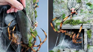 MONSTER SPIDER Hunts Rock Climbers! Diorama, Polymer Clay by Emz Odd Works 369,335 views 7 months ago 9 minutes, 20 seconds