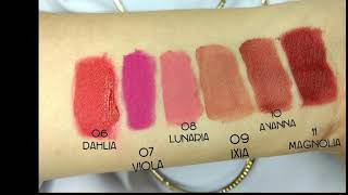 Purbasari Hi-Mattes Lip Cream swatches (varian baru no. 06-11)