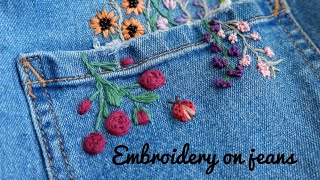 Embroidery on jeans. Art embroidery How to embroider Flower. Вышивка на одежде.Как вышить на джинсах