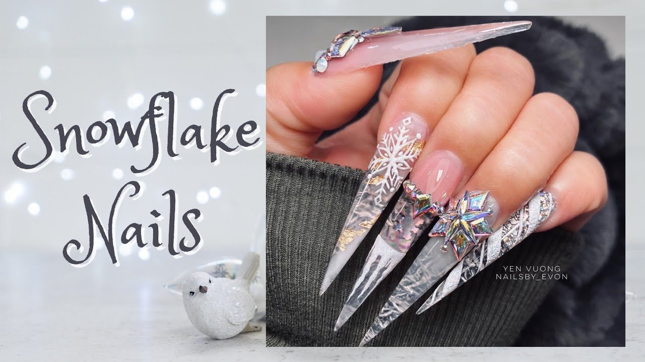 DRAW SNOWFLAKE NAIL ART TUTORIAL | Easy Snowflake Nails | Icicle Nails | ICE NAILS FASCINATION