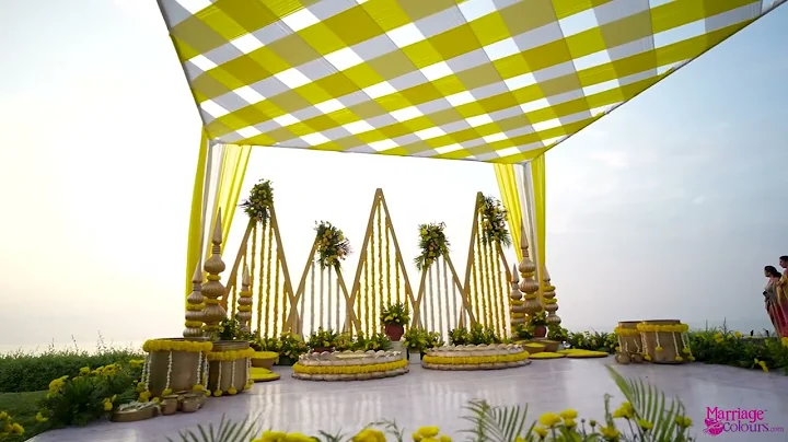 Haldi Decor By the Sea | White and Yellow | Outdoor Lawn | GRT Radisson Blu Resort | Mahabalipuram