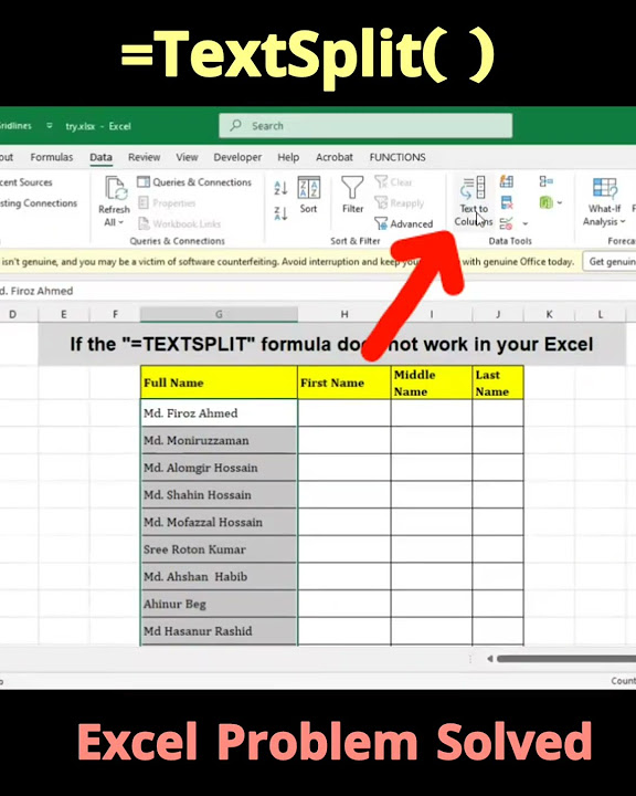 Textsplit functions in excel not working textsplit alternative excel