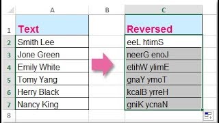 عكس الكلمات و الاحرف بالاكسل Reverse words and characters in Excel