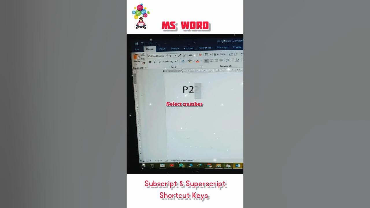 subscript and superscript shortcut keys in ms word #computer #shorts # ...