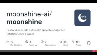 GitHub - moonshine-ai/moonshine: Fast and accurate automatic speech recognition (ASR) for edge de...