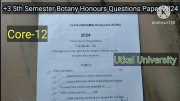 +3 BSc 5th Semester Botany Honours Core-12 (Plant Physiology) Question Paper 2024 | Utkal University