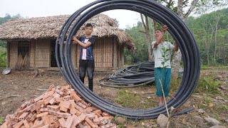 TIMELAPSE: START to FINISH Pulling water with plastic pipes 1km the mountain to house - Family farm