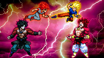 Dark Broly SSJ4 & Evil Goku TP OP VS Broly SSJ4 LB & Goku TP V3 OP in Jump Force Mugen