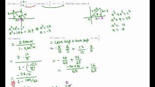 Trigonometry: finding double, sum and half angles values of trig functions