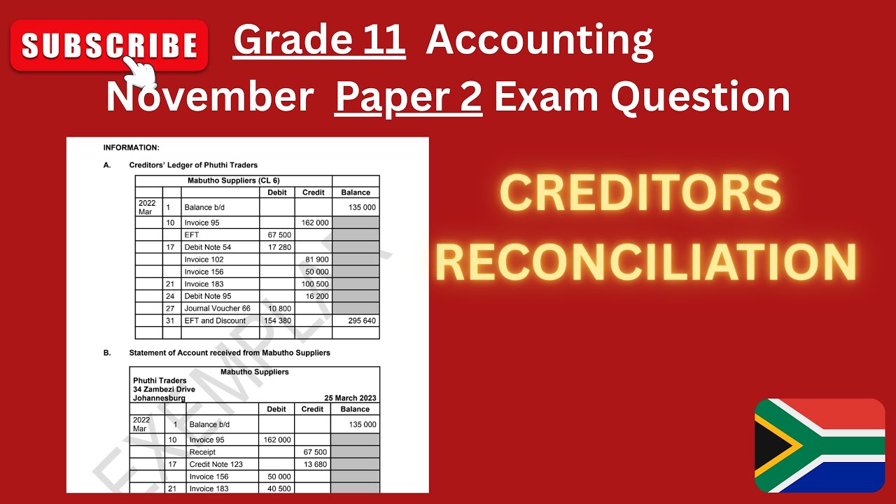 Grade 11 Creditors Reconciliation Statement Paper  2 November
