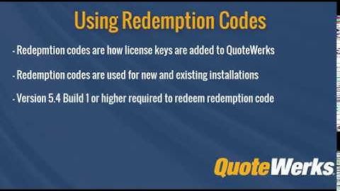 Using QuoteWerks Redemption Codes