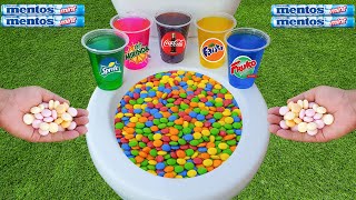 M&amp;M Candy VS Coke, Sprite, Fanta, Froku, Mirinda, Red Bull and Mentos in the toilet