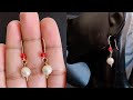 diy earrings/How To Make Simple Pearl Drop Earrings Using Eye Pins/Earrings making in 2 minutes