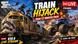 🚂💥 GTA 5 TRAIN HIJACK LIVE! 😱 Monster Truck VS Train Challenge 🔥#gta5 #gta #shortslive #shortsfeed