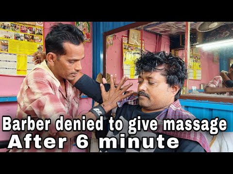 Barber got tired during Head massage - ASMR Indian barber