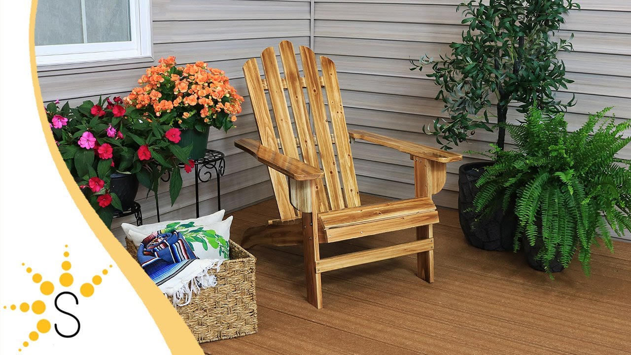 Sunnydaze Rustic Wooden Adirondack Chair with Light Charred Finish-IEO ...
