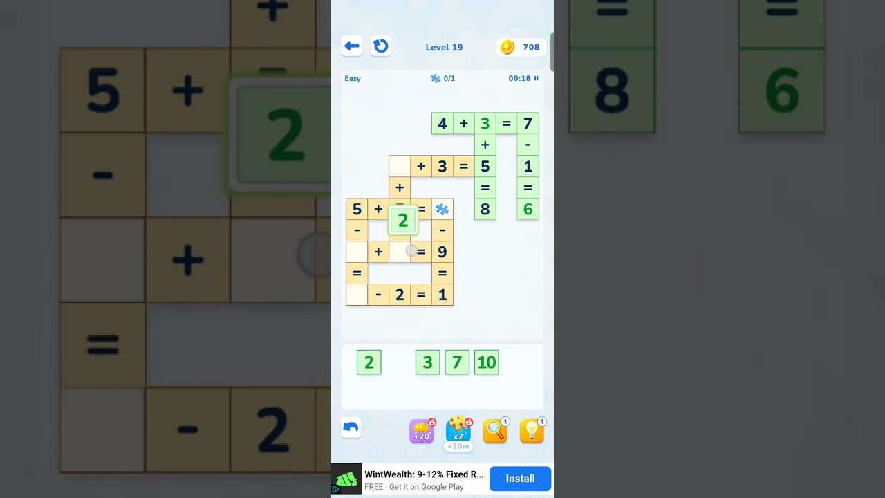 Math Crossword Puzzle Level 19