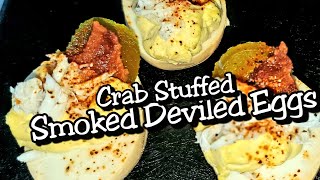 Crab Stuffed Smoked Deviled Eggs| Casting and Cooking BBQ